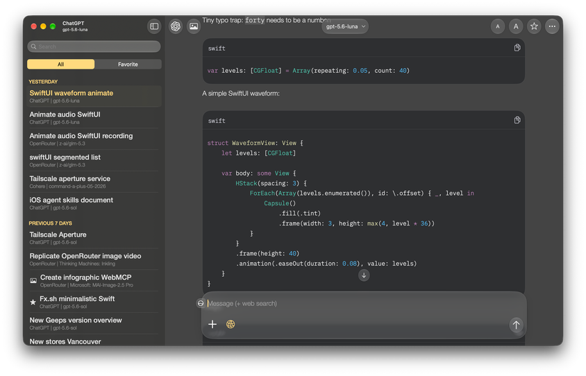 Geeps with a custom dark theme on Mac