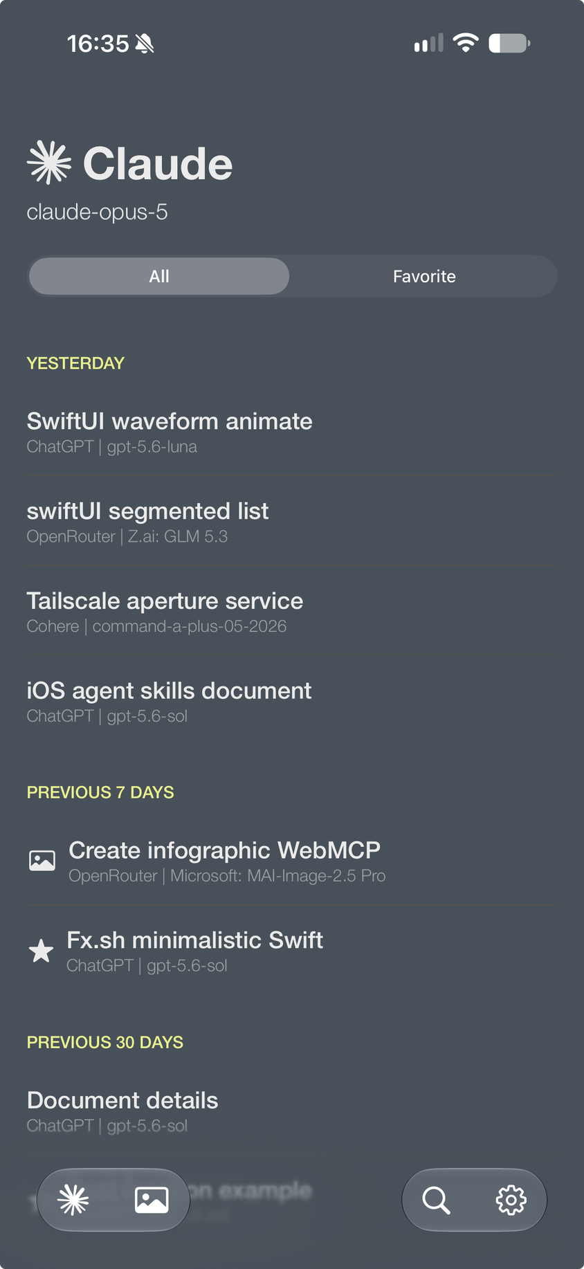 Geeps with a custom gray theme on iPhone