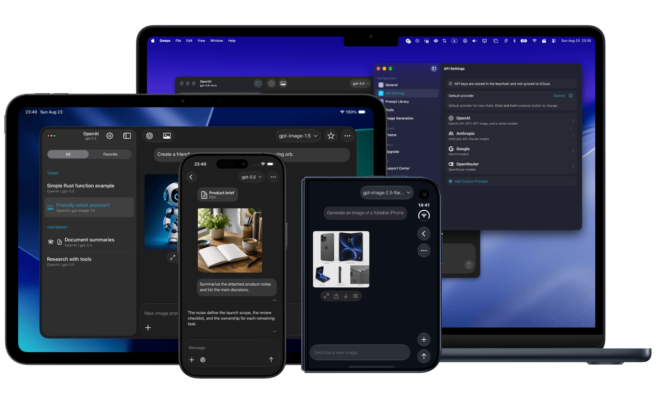 Geeps application preview on multiple devices