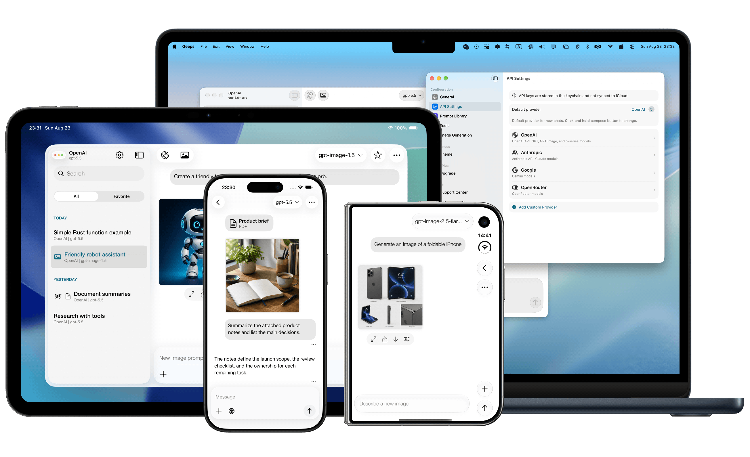 Geeps application preview on multiple devices