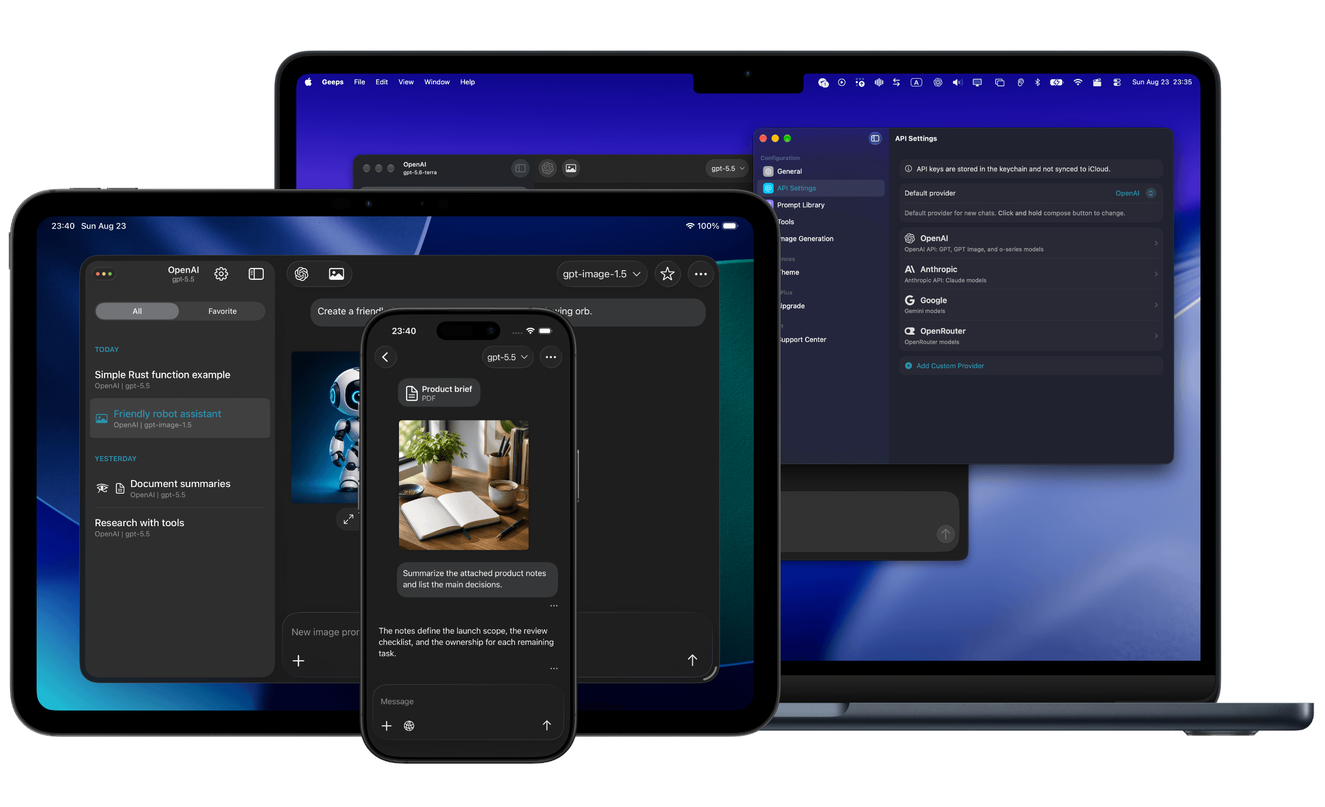 Geeps application preview on multiple devices