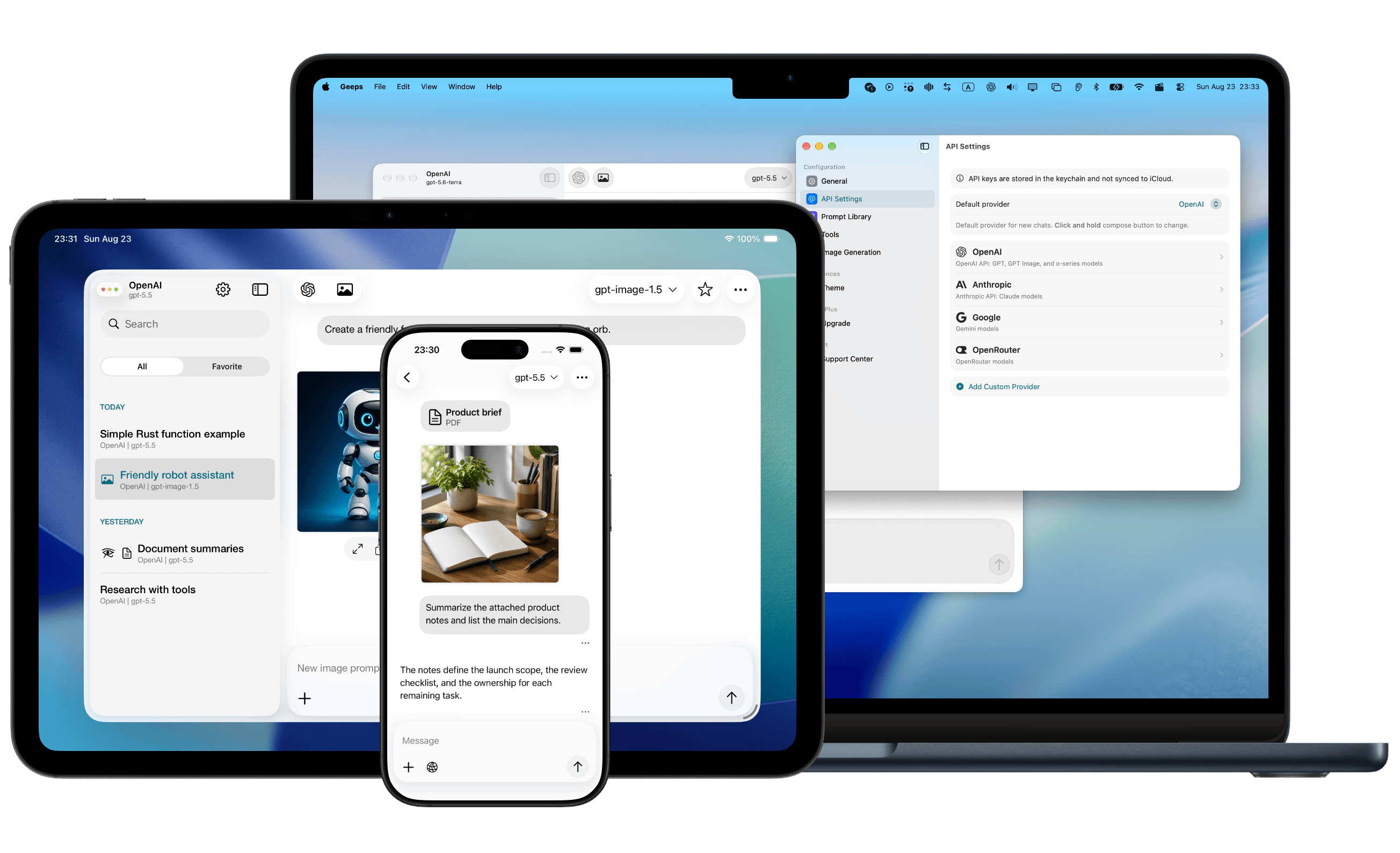 Geeps application preview on multiple devices