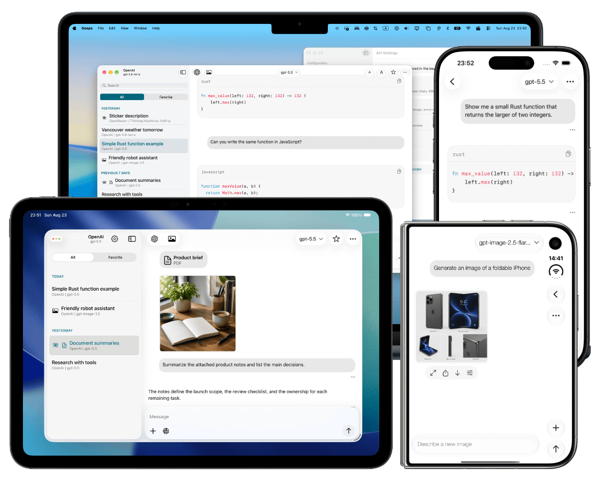 Geeps conversations across iPhone, iPad, and Mac