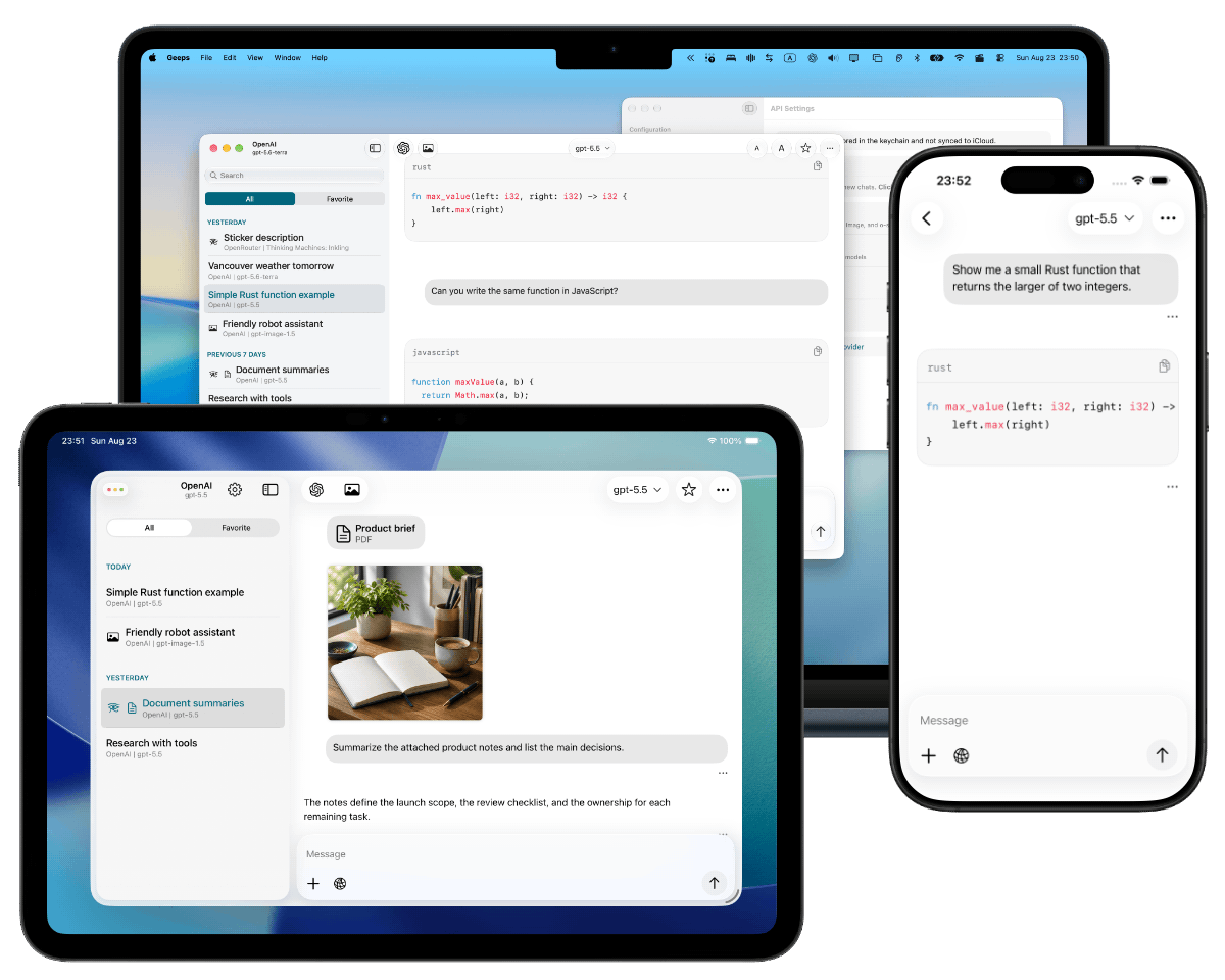 Geeps conversations across iPhone, iPad, and Mac
